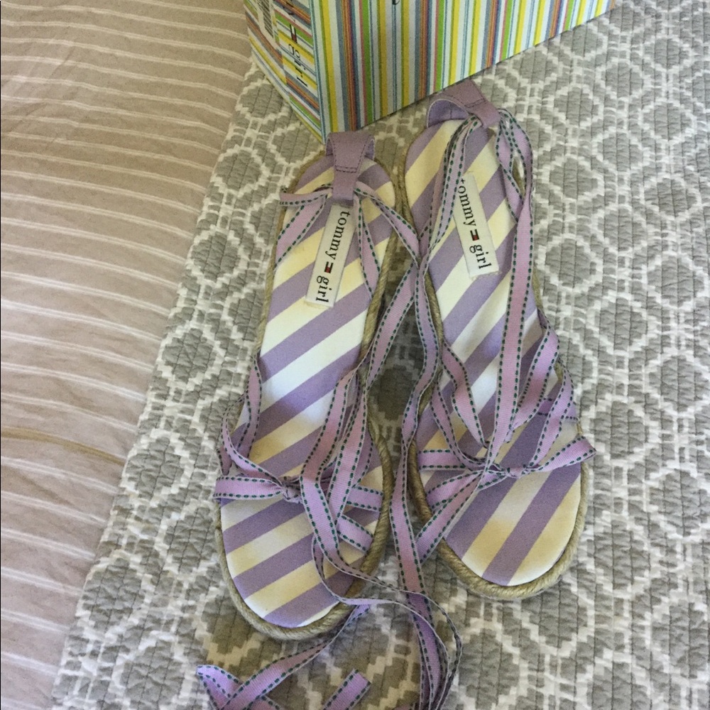 Tommy Girl lavender ribbon lace up espadrilles